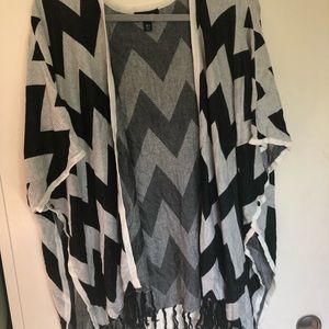Torrid black and white cardigan with tassels